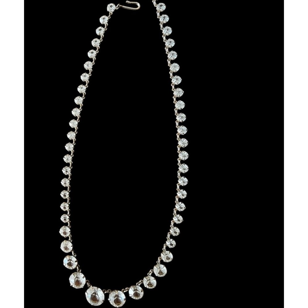 Clear Crystal Rhinestone Necklace open back Riviere style Vintage - Picture 4 of 10